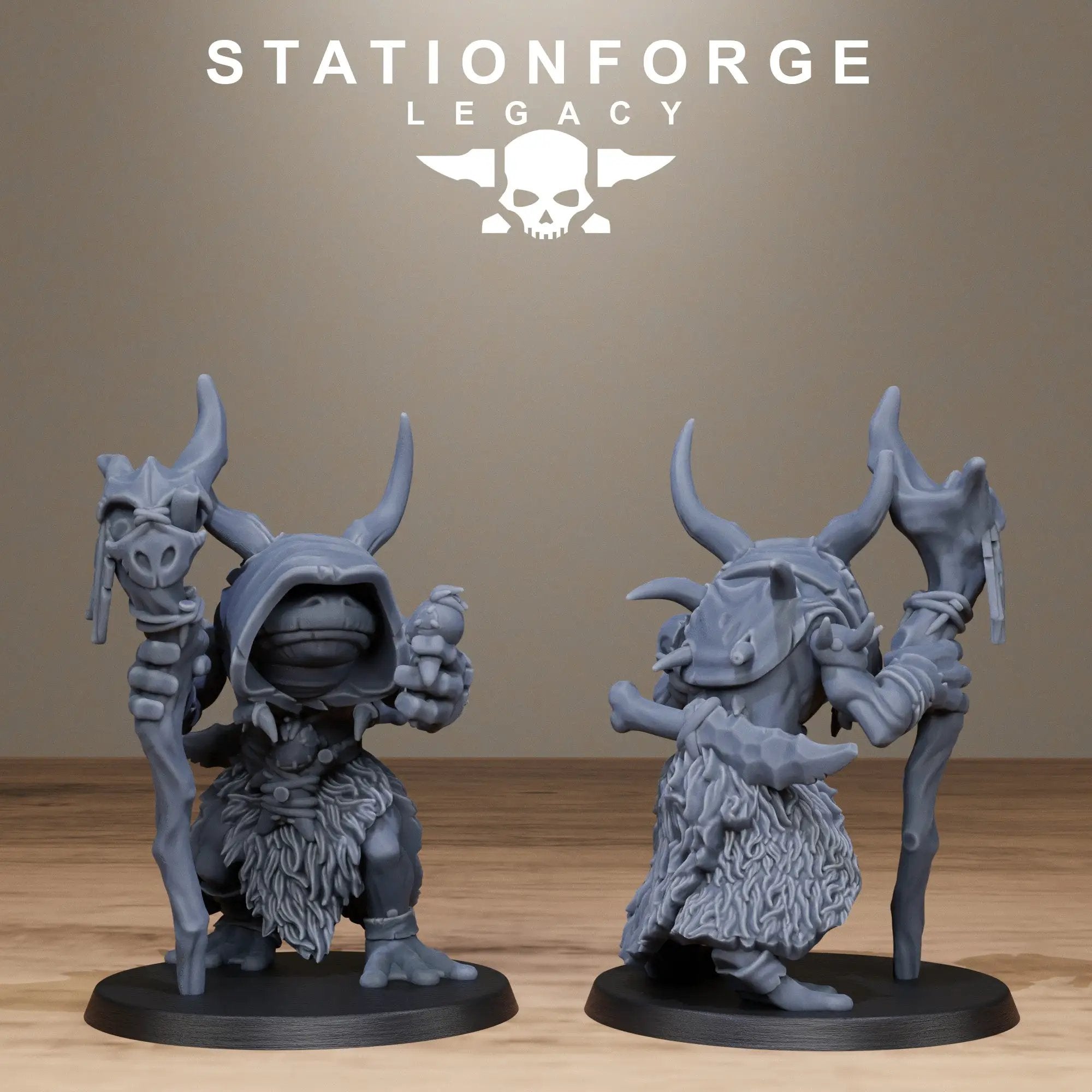 3D Printed Bogkin Spearmen miniatures by Last Hope Miniatures for StationForge, showing detailed spear-wielding figures.