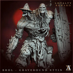 3D printed Brol the Gravebound miniature by Last Hope Miniatures for Archvillain Games, detailed sculpt on a dark base.