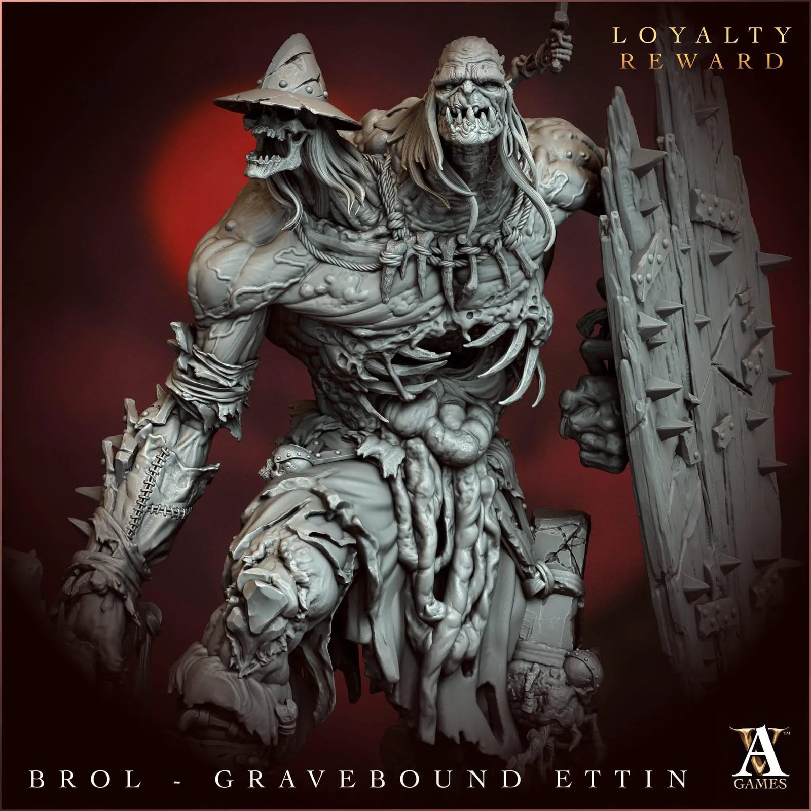 3D printed Brol the Gravebound miniature by Last Hope Miniatures for Archvillain Games, detailed sculpt on a dark base.