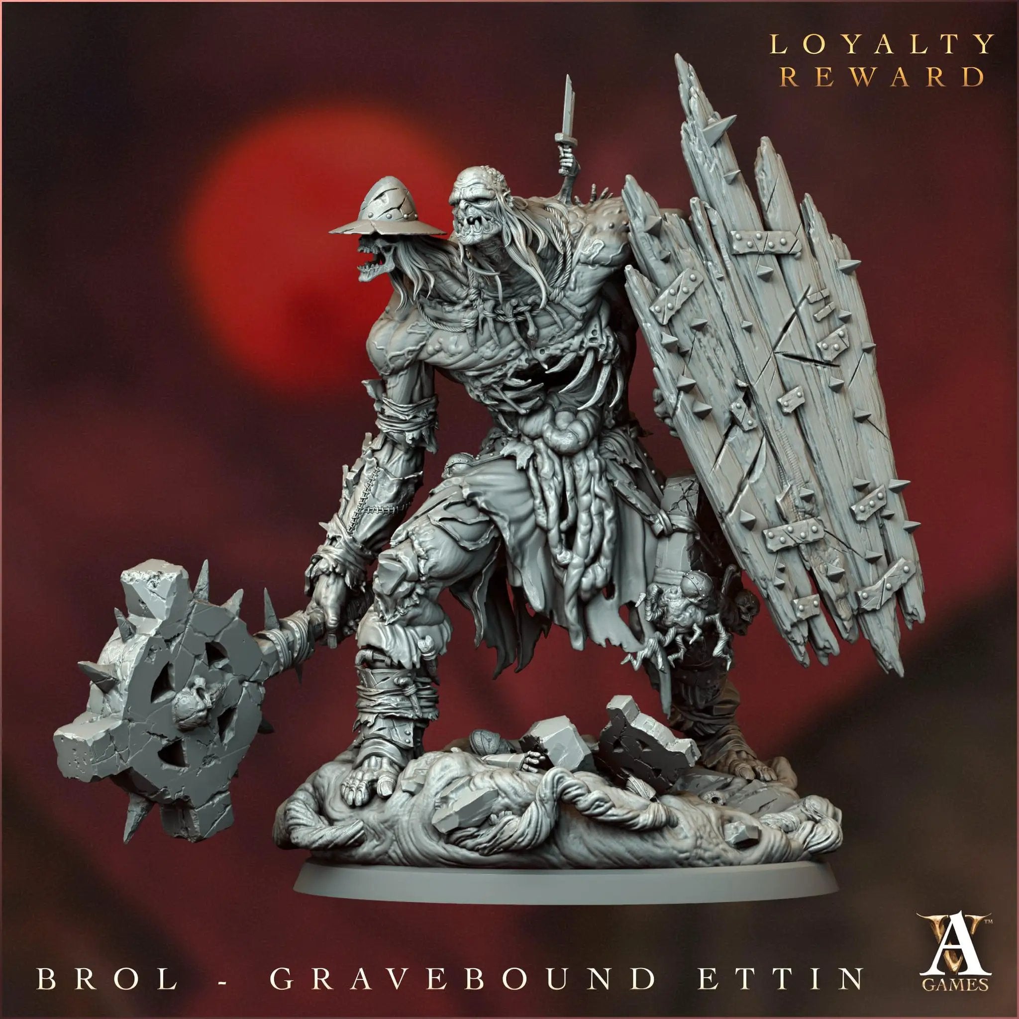 3D printed Brol the Gravebound miniature by Last Hope Miniatures for Archvillain Games, detailed undead figure with intricate sculpting.