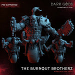 3D printed Burnout Brotherz miniatures by Dark Gods, part of Last Hope Miniatures collection, featuring detailed dark fantasy figures.