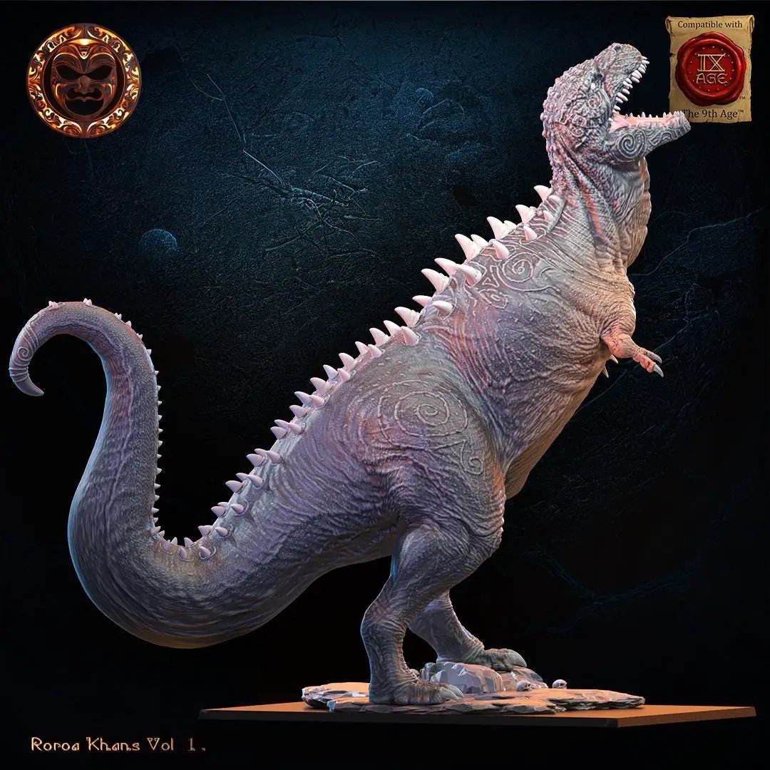 3D printed Burrunjor miniature by Lost Kingdom Miniatures, showing detailed monstrous creature with textured scales and menacing stance.