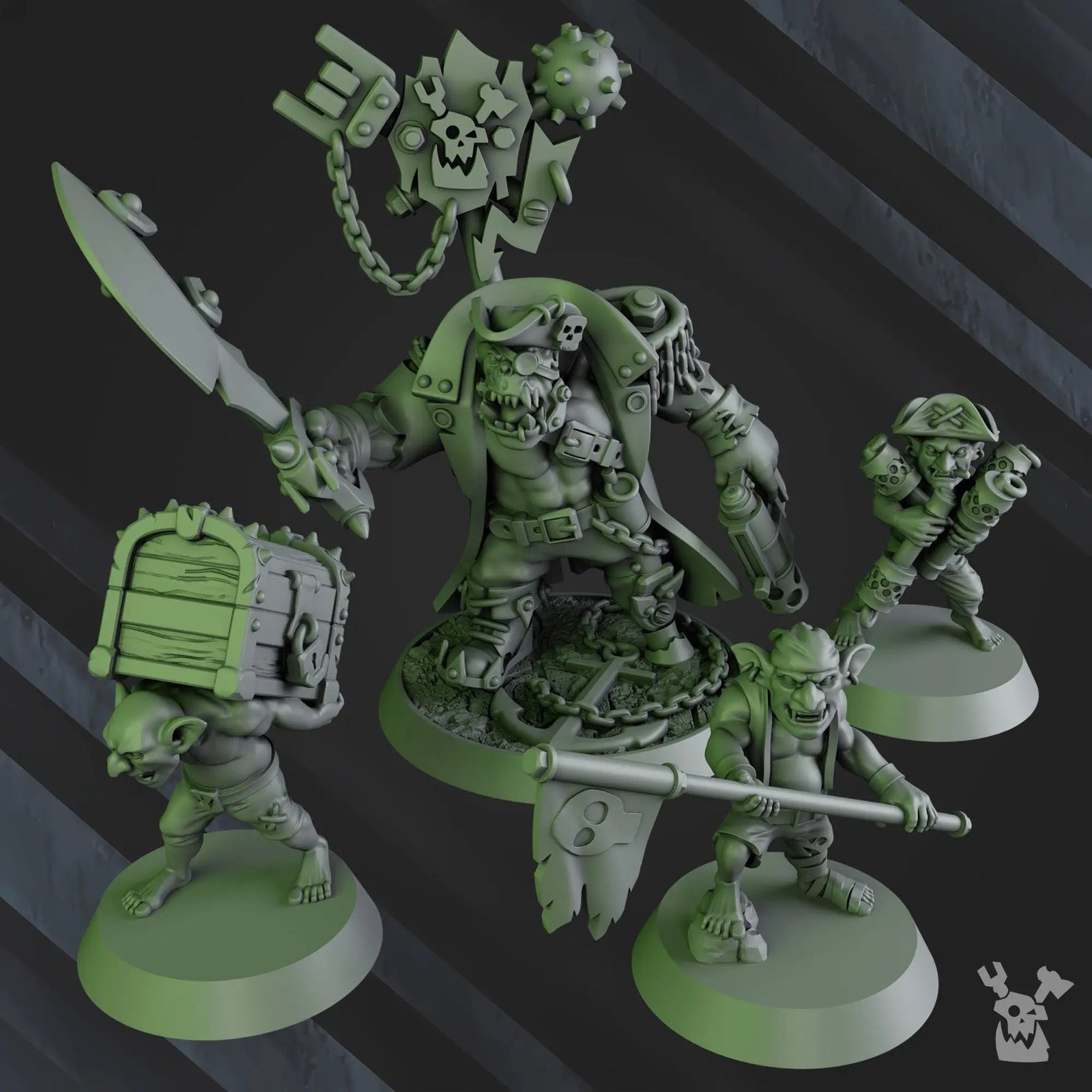 3D printed Captain BladeBeard figurine by Last Hope Miniatures, detailed miniature with armor and beard, from DakkaDakka Miniatures.
