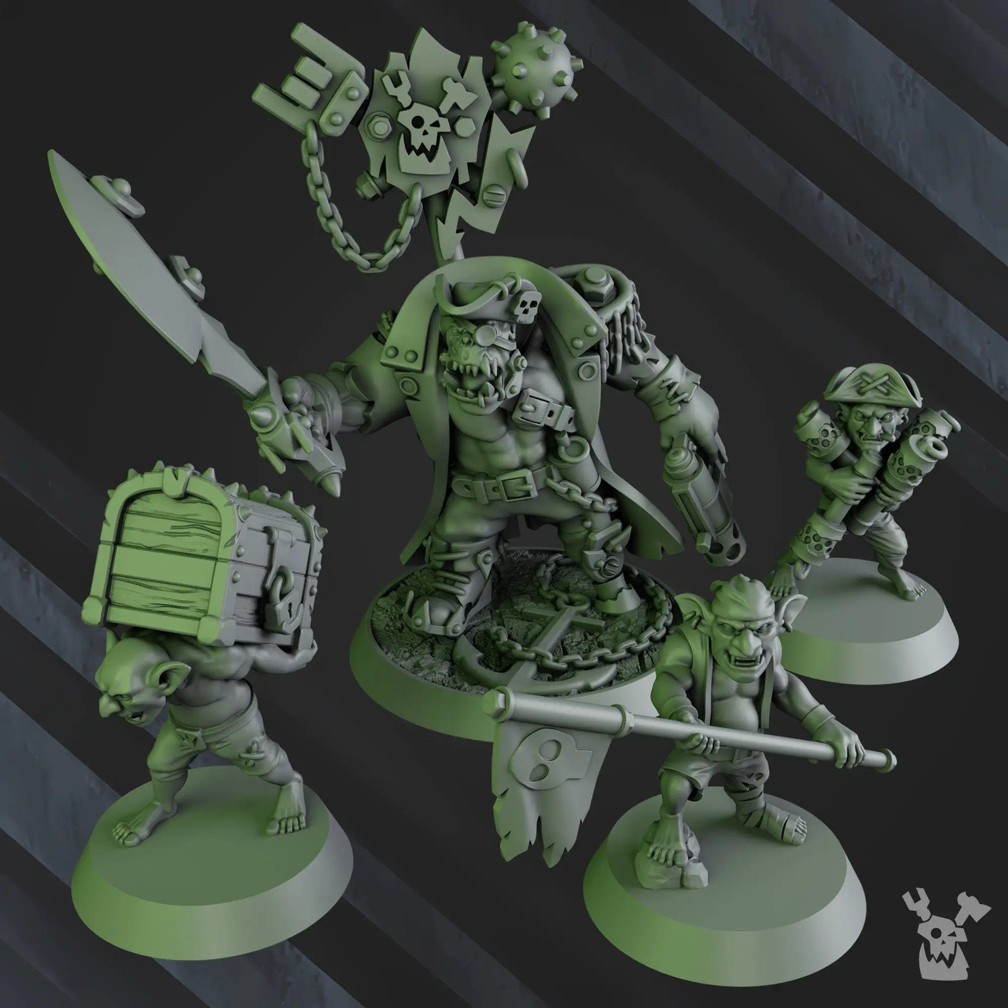 3D printed Captain BladeBeard figurine by Last Hope Miniatures, detailed miniature with armor and beard, from DakkaDakka Miniatures.