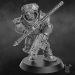 3D printed Captain Caelus miniature by Last Hope Miniatures, showcasing detailed model with intricate armor and weaponry.