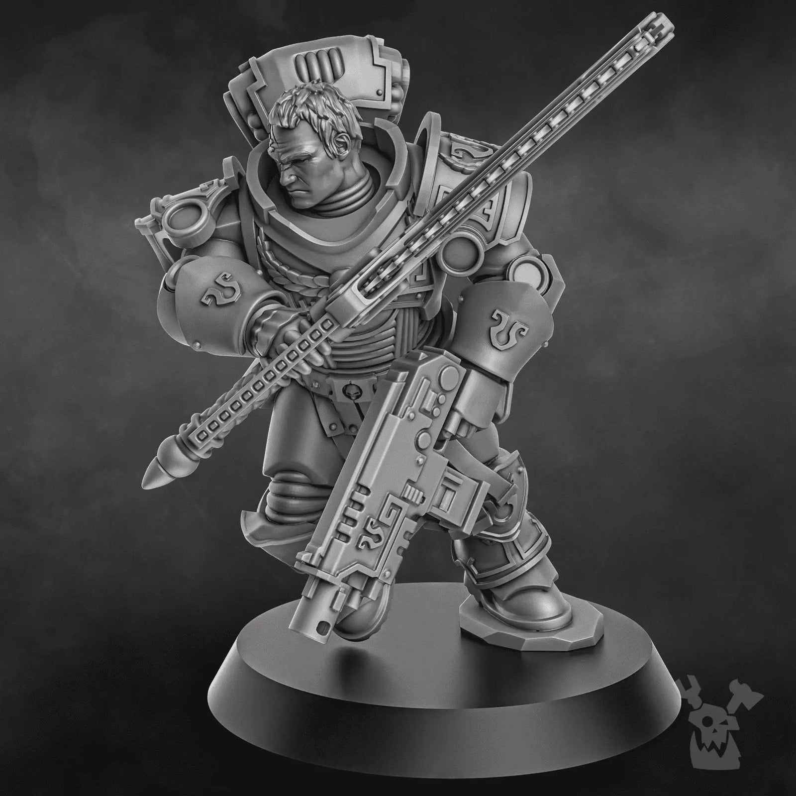 3D printed Captain Caelus miniature by Last Hope Miniatures, detailed sci-fi character from DakkaDakka Miniatures collection.