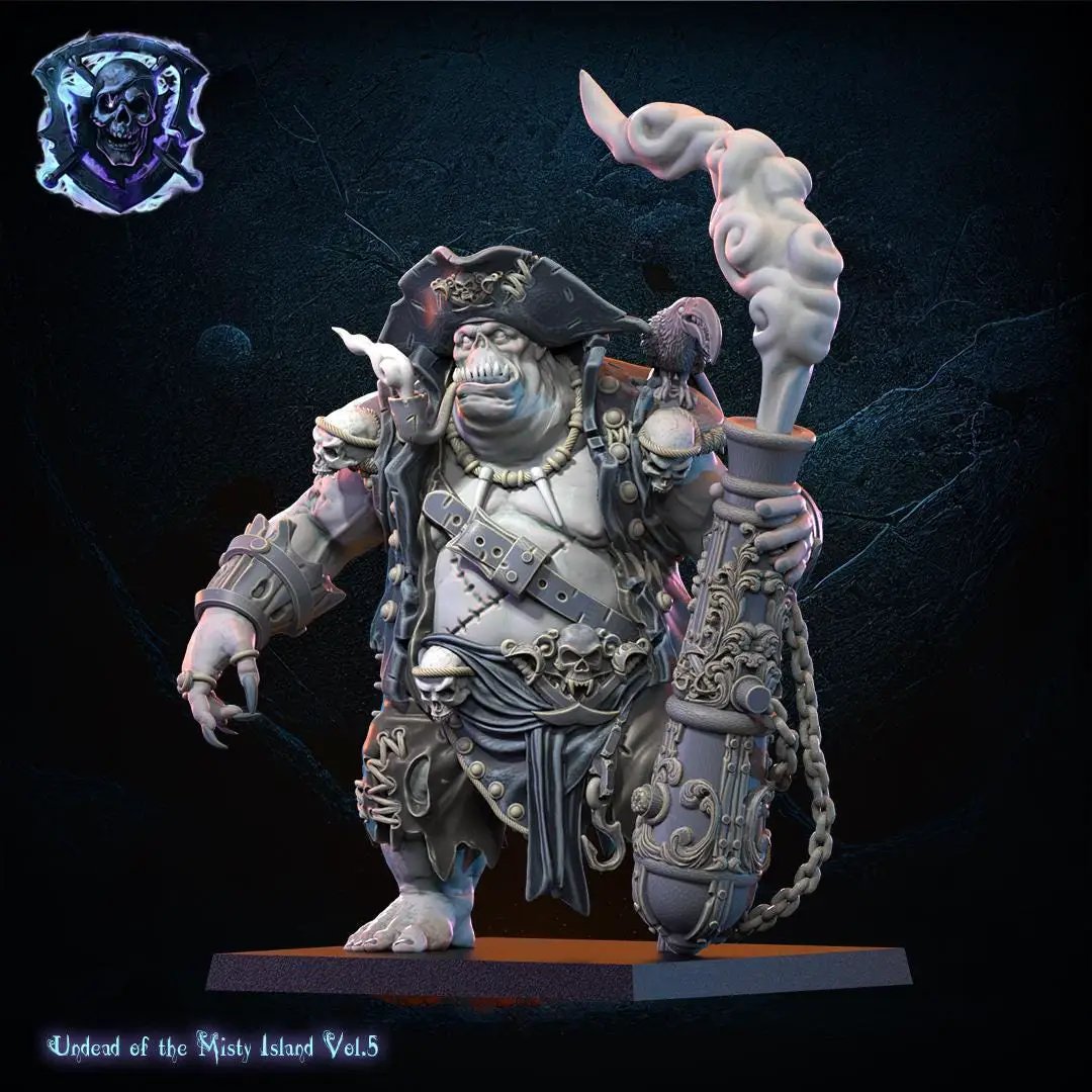 3D printed Captain Smoke figurine by Lost Kingdom Miniatures, detailed miniature with pirate attire and intricate design.