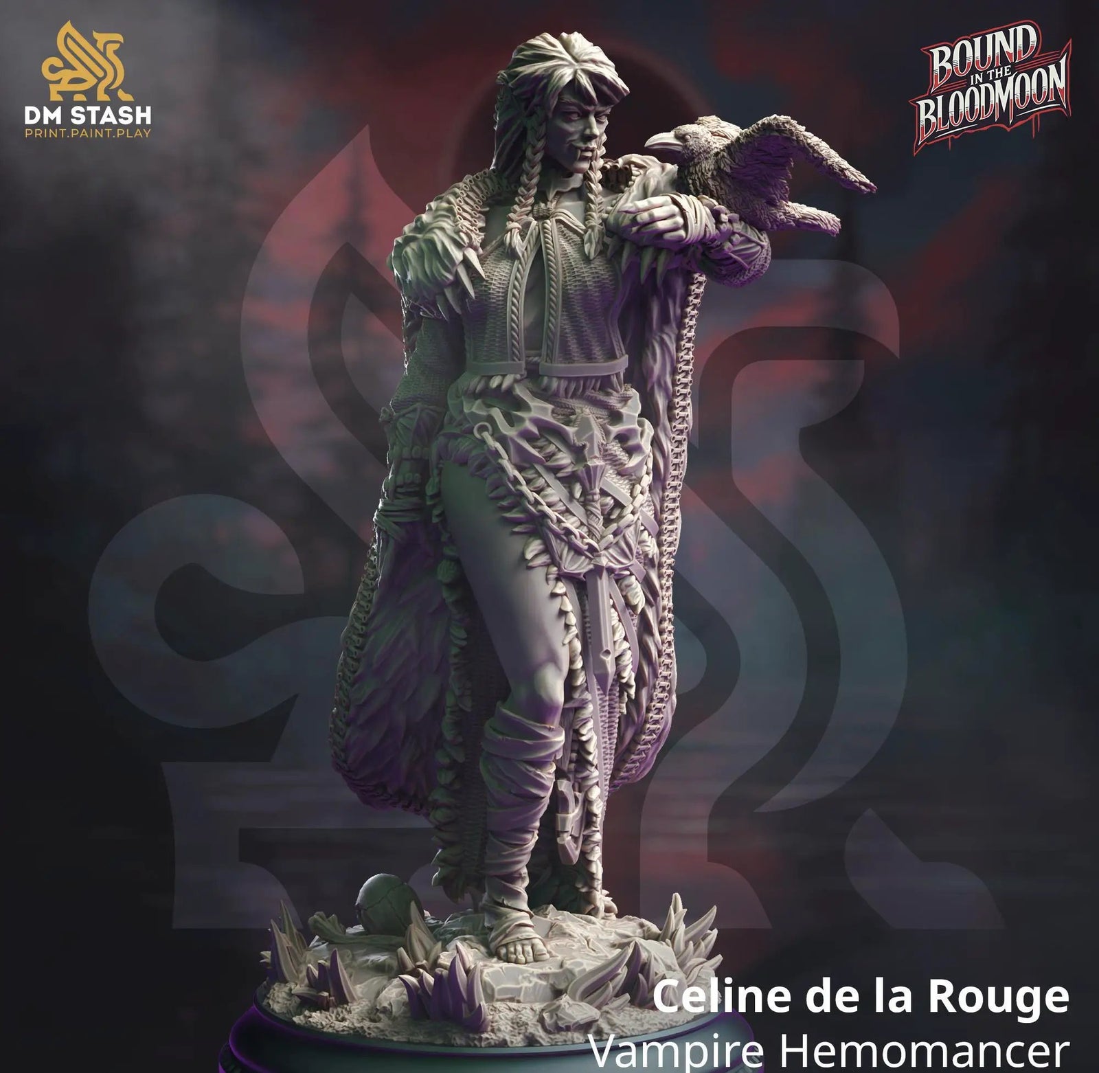 3D printed Vampire Hemomancer figure from Celine De La Rouge by Last Hope Miniatures, showcasing intricate fantasy character details.