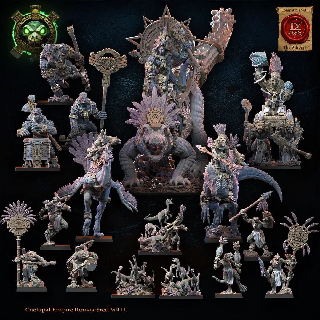 3D printed Ceratomimus with spear rider miniature by Lost Kingdom Miniatures, detailed creature with rider holding a spear.