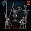 3D printed Chaos Barbarian command group miniature set by Lost Kingdom Miniatures, featuring detailed warrior figures in dynamic poses.