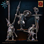 3D printed Chaos Barbarian command group miniature set by Lost Kingdom Miniatures, featuring detailed warrior figures in dynamic poses.