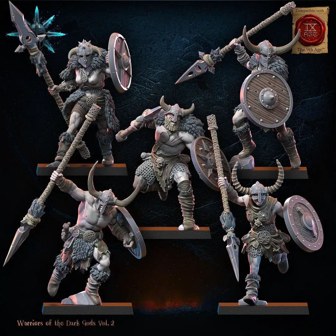 3D printed Chaos Barbarian Regiment by Last Hope Miniatures for Lost Kingdom Miniatures, featuring detailed fantasy warrior figures.