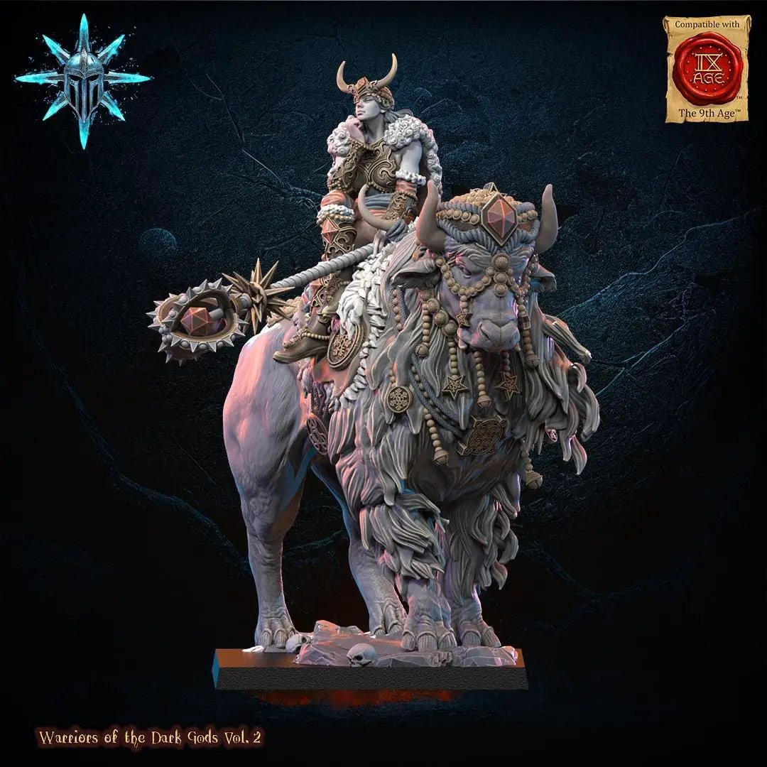 3D printed Chaos Barbarian Sorceress miniature by Last Hope Miniatures for Lost Kingdom Miniatures, detailed fantasy figure.