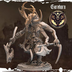 3D printed Chaos Beast Monstrous Gorehorn miniature by Last Hope Miniatures, detailed with fierce horns and monstrous features.