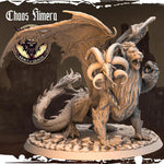 3D printed Chaos Chimera miniature by Last Hope Miniatures for Monolith Arts, featuring detailed monster with multiple heads and wings.