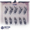 Set of 10 3D printed claws by Last Hope Miniatures from Greytide Studio, detailed miniature accessory for tabletop gaming.