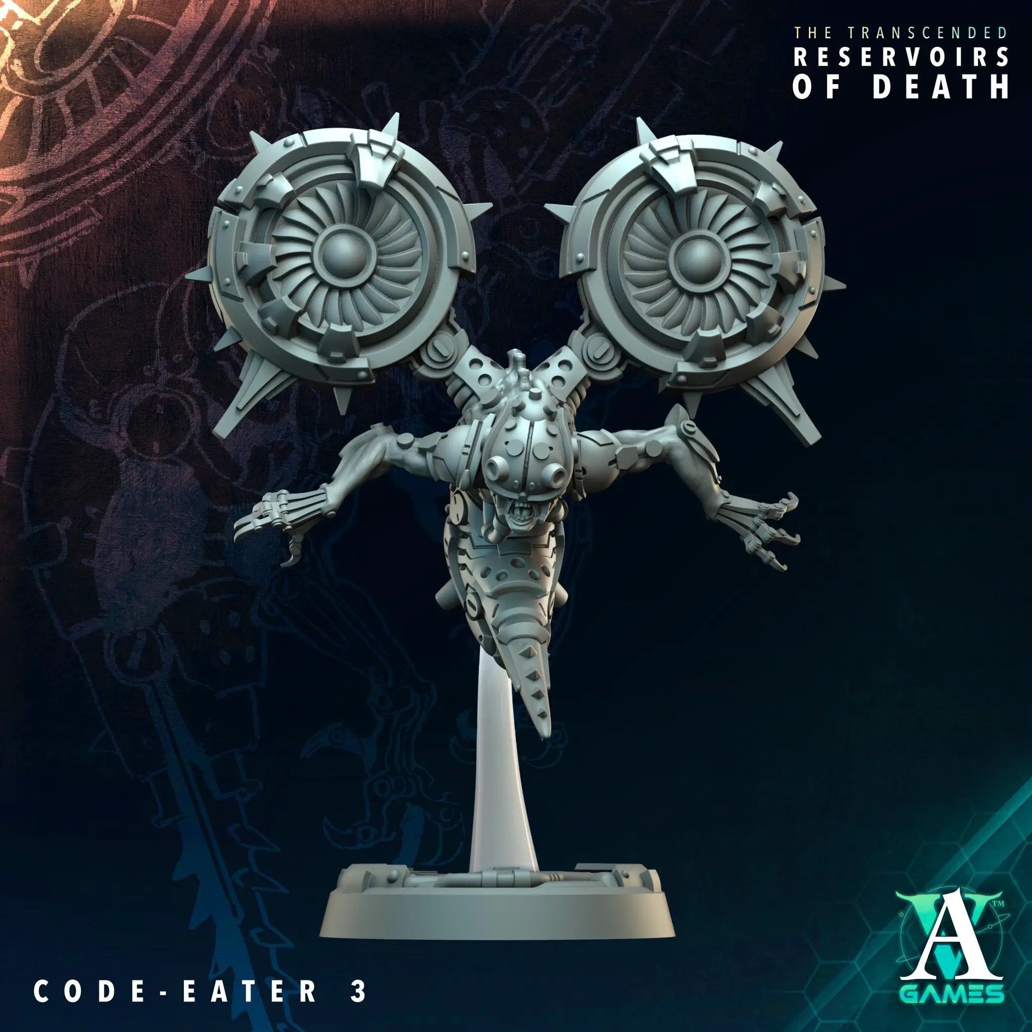 Ten 3D printed Code Eaters miniatures by Last Hope Miniatures for Archvillain Games, detailed sci-fi creature models displayed.