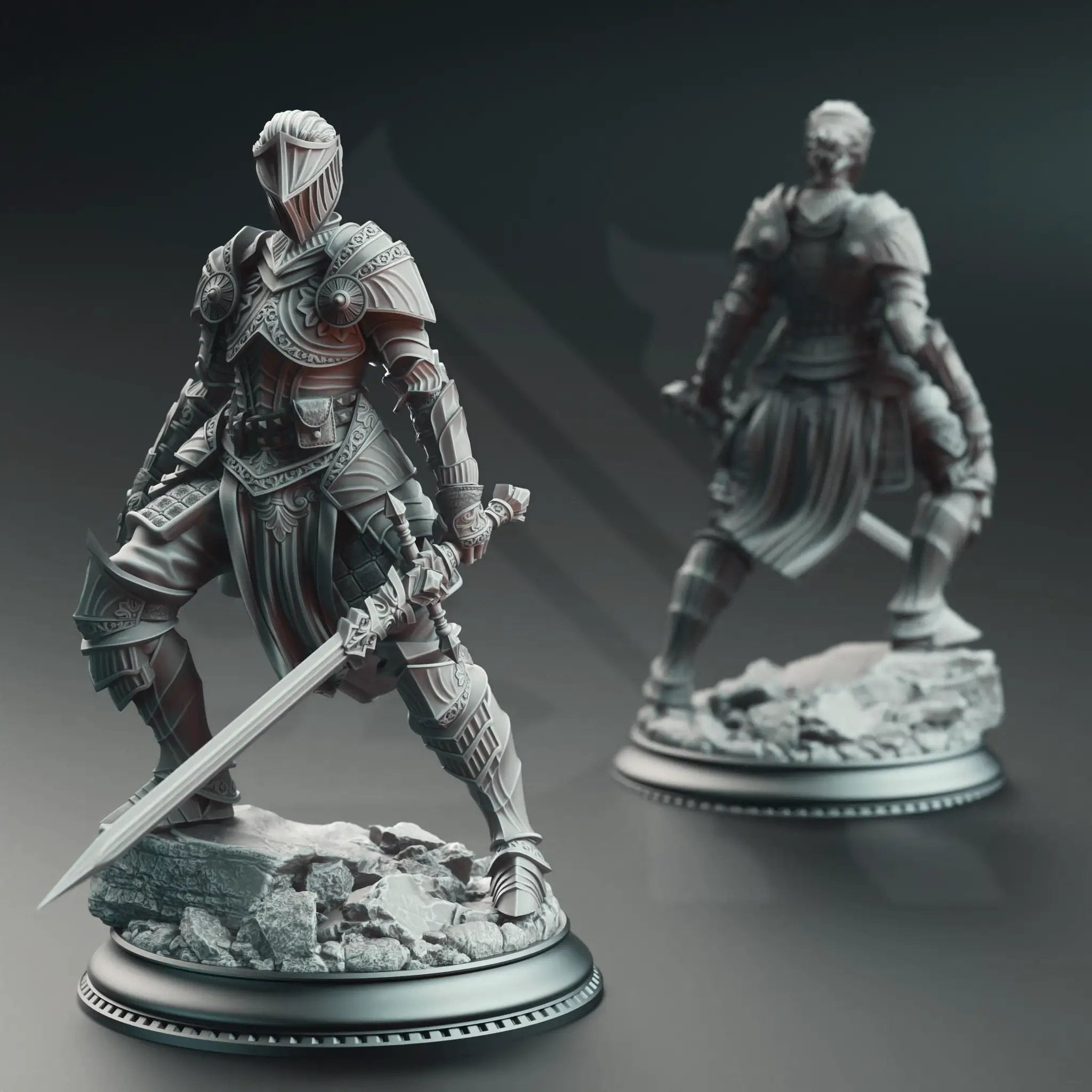 3D printed Commander of the West miniature by Last Hope Miniatures, featuring detailed armor and weaponry on a scenic base.