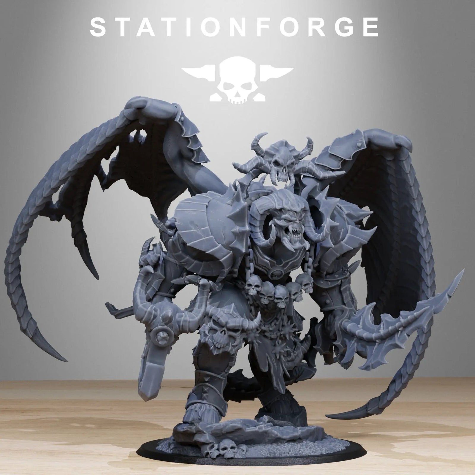 3D printed corrupted demon miniature by Stationforge Miniatures for Last Hope Miniatures, detailed and menacing demon figure.