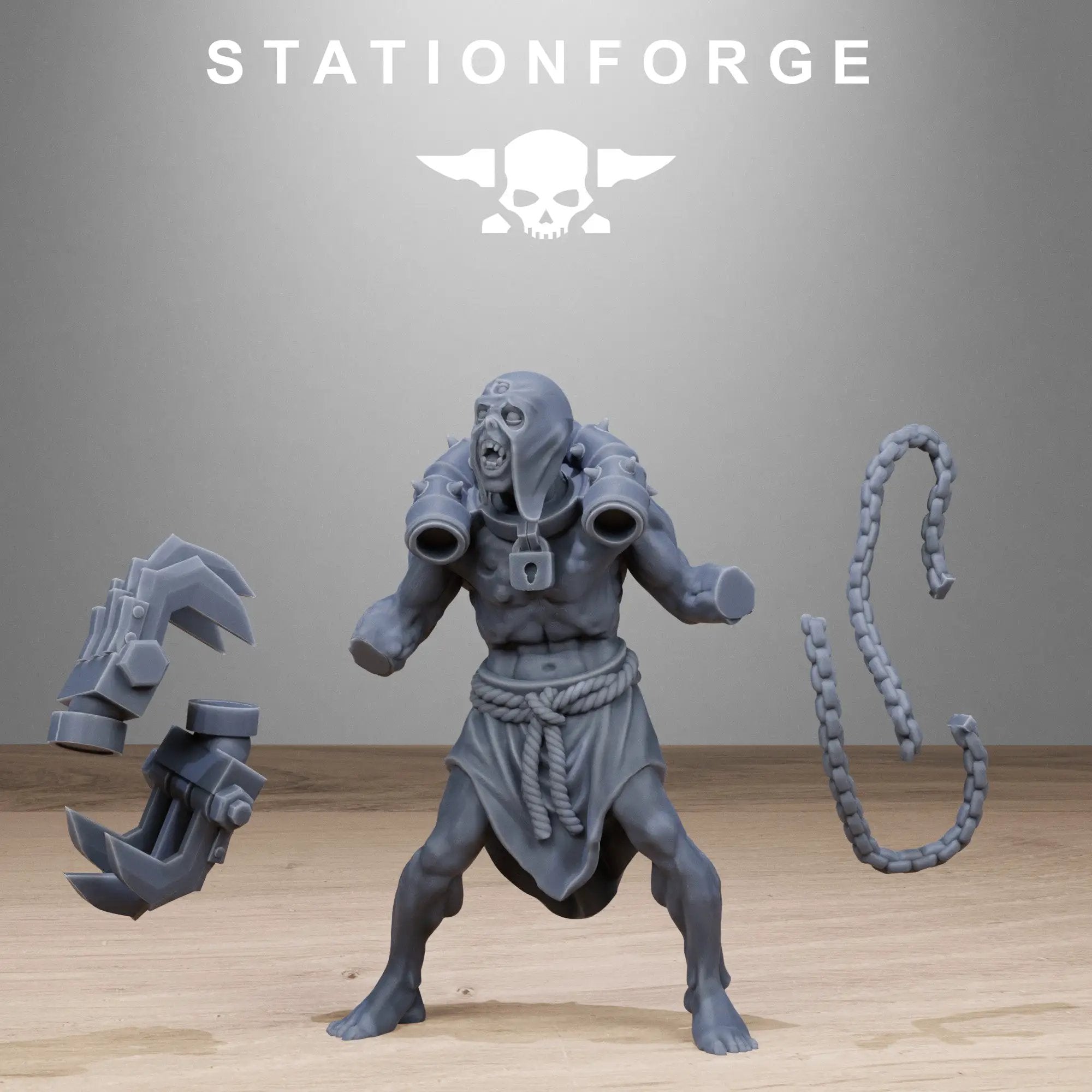 3D printed Corrupted Guard Butchers miniature by Last Hope Miniatures, featuring detailed corrupted armor and menacing stance.
