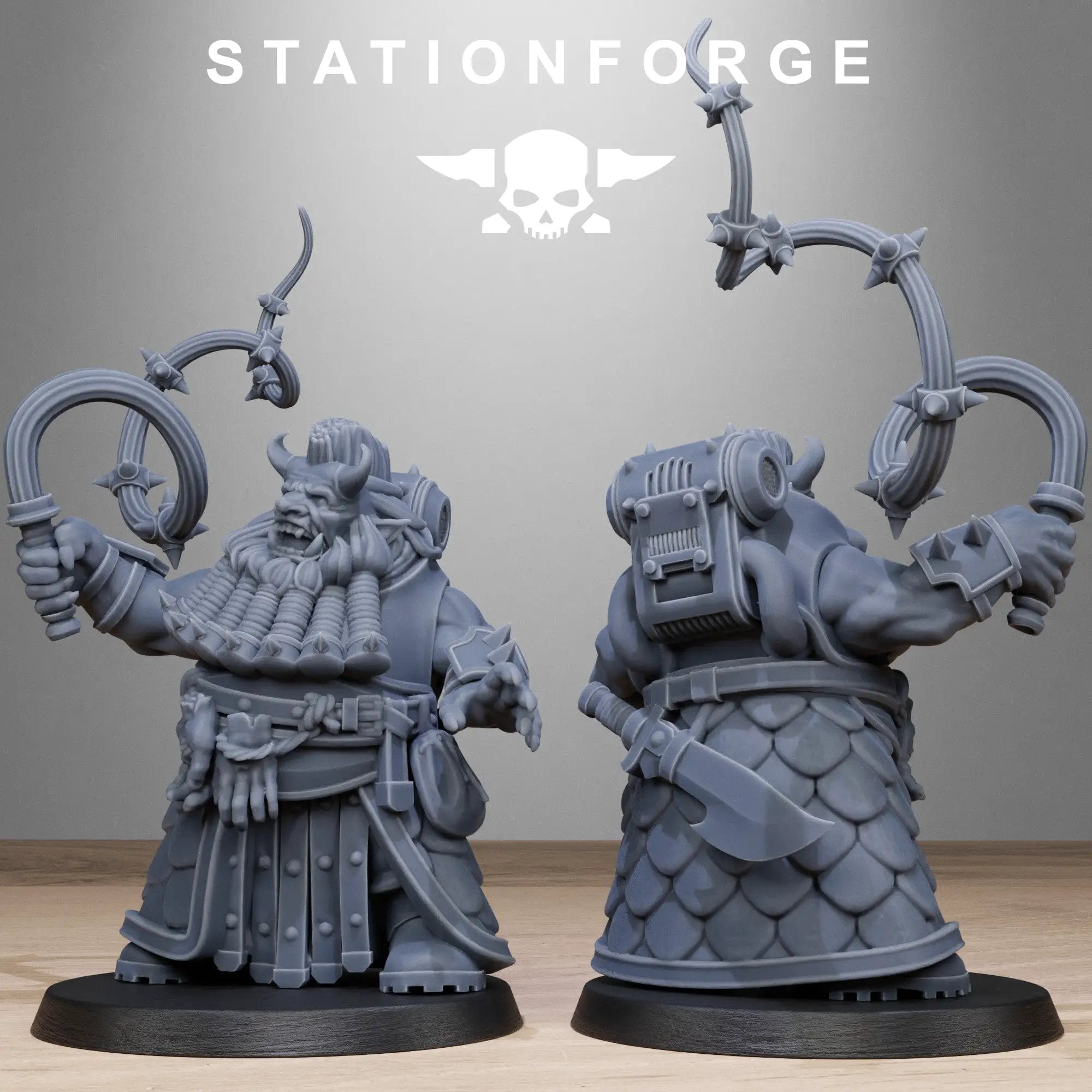 3D printed corrupted guard dwarves miniatures by StationForge Miniatures, featuring detailed dwarf figures with a corrupted armor design.
