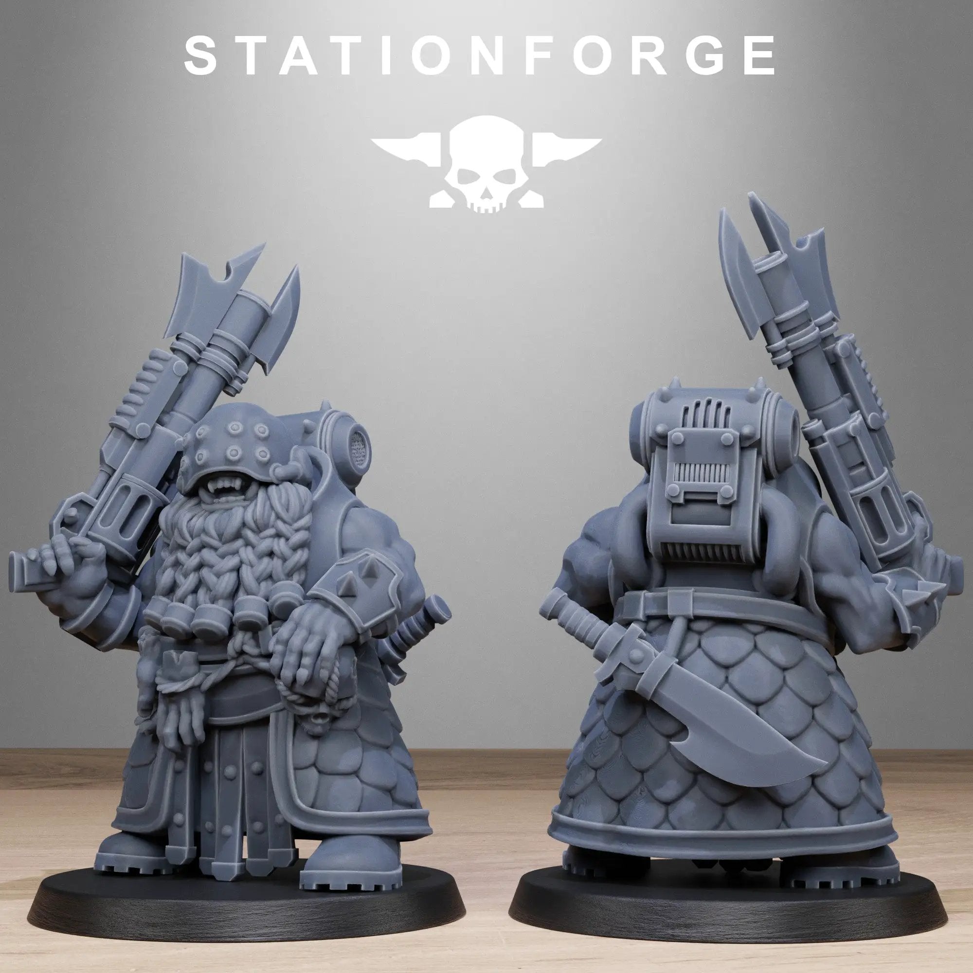 3D printed corrupted guard dwarves miniature by StationForge Miniatures, featuring detailed dwarf figures with a corrupted armor design.