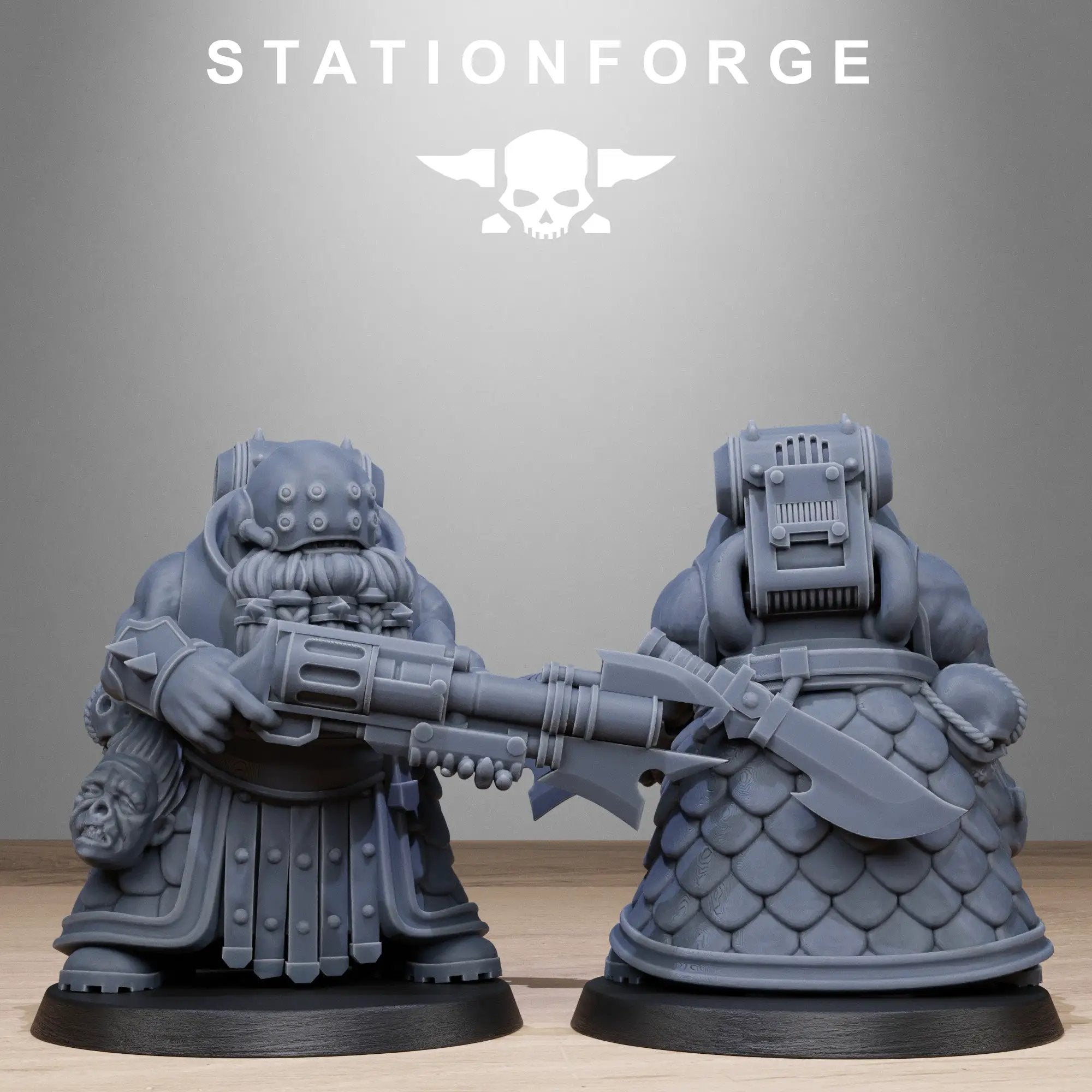 3D printed corrupted guard dwarf miniatures by StationForge Miniatures, featuring detailed dwarf figures in rugged armor.