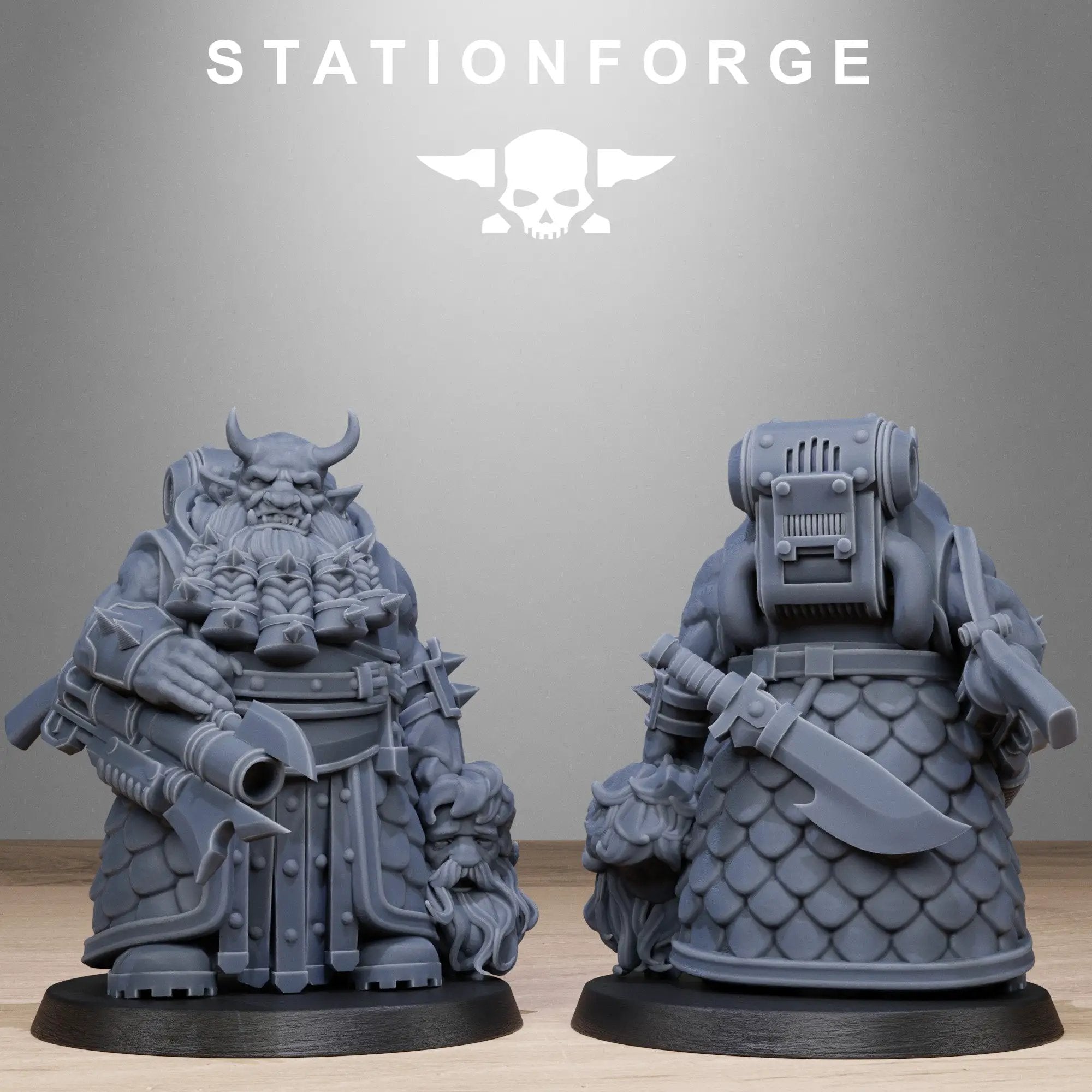 3D printed corrupted guard dwarves by StationForge Miniatures, detailed fantasy dwarf miniatures for tabletop gaming.