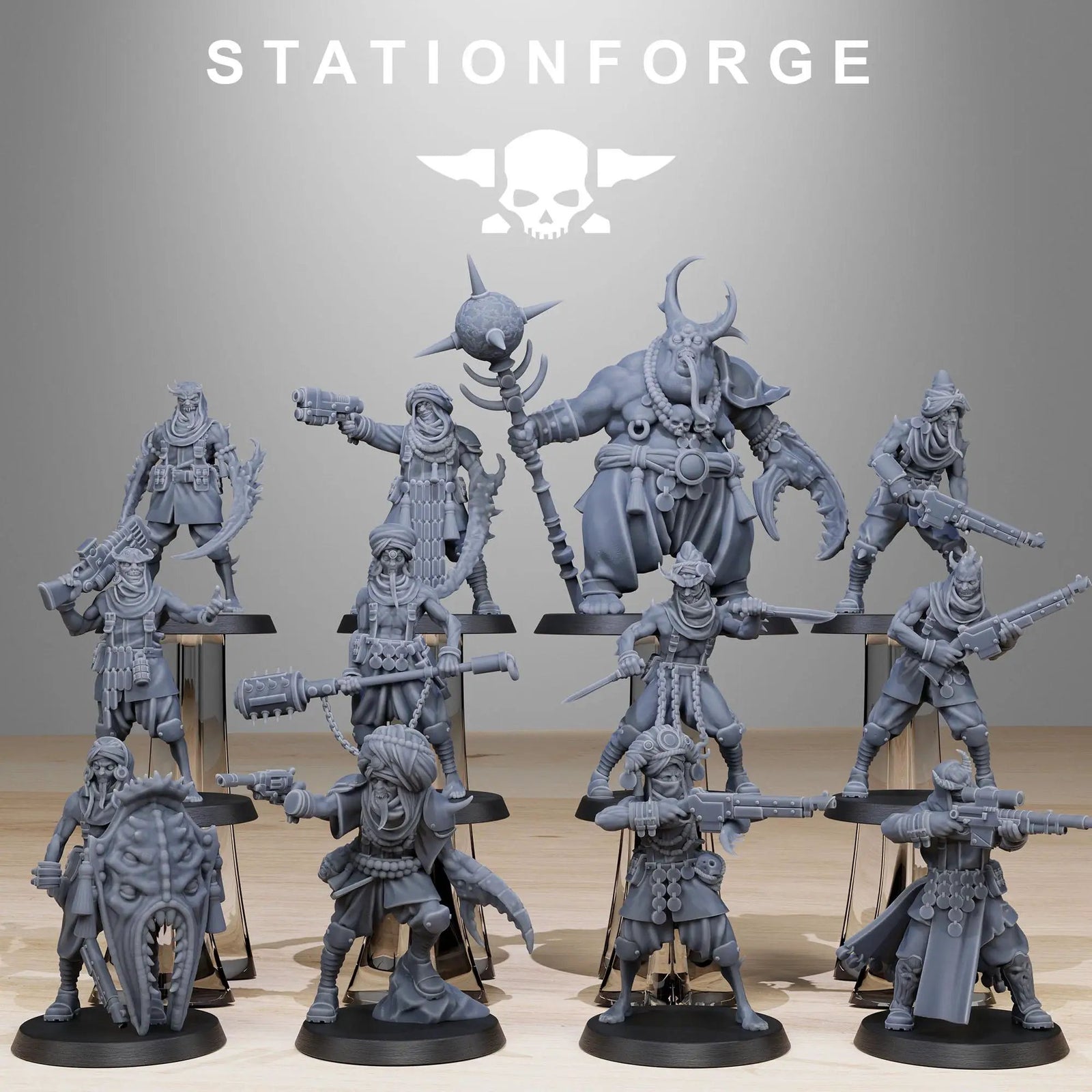 3D printed Corrupted Guard Lechers from StationForge Miniatures, detailed miniature figure for tabletop gaming.