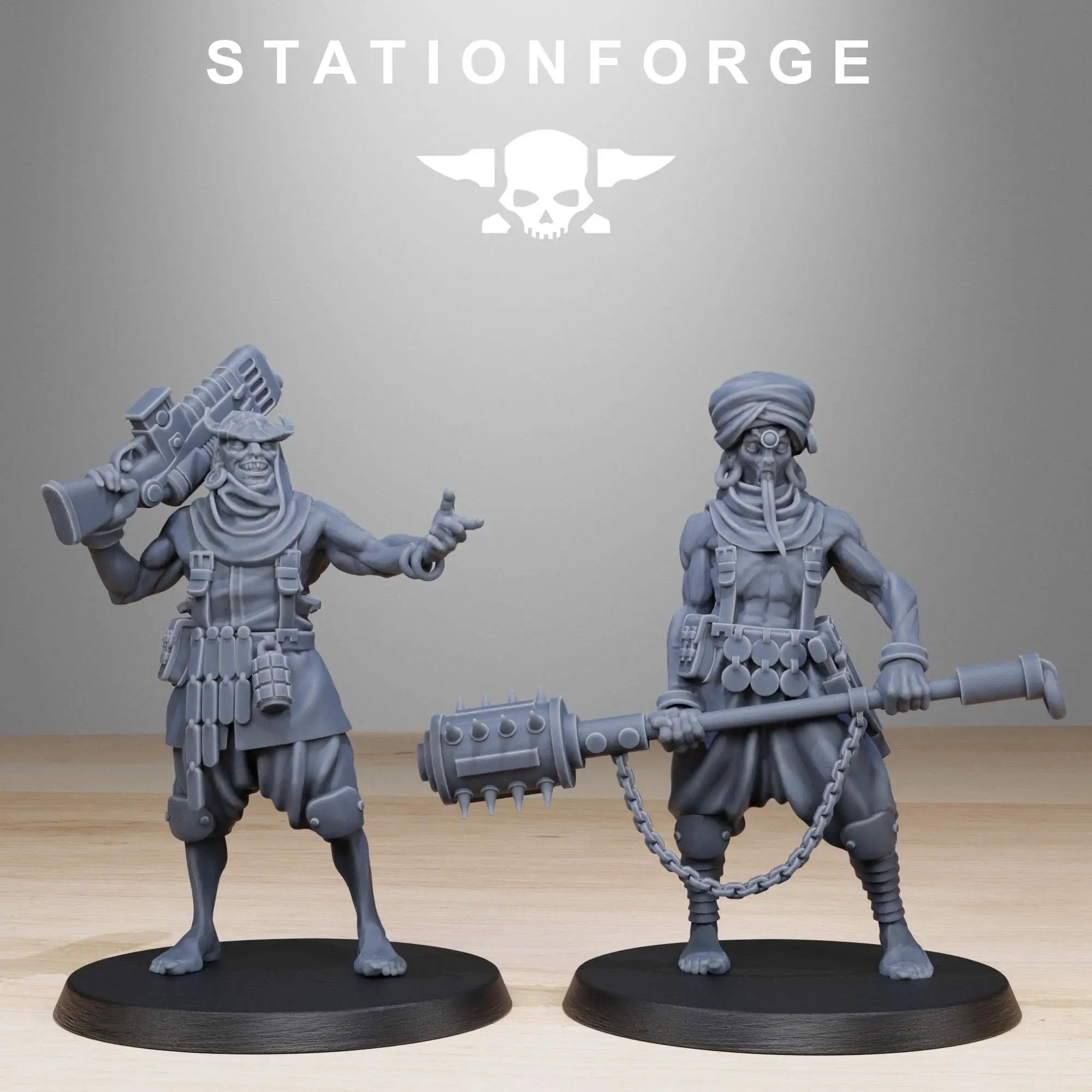 3D printed Corrupted Guard Lechers miniature by StationForge Miniatures, featuring detailed twisted armor and menacing stance.