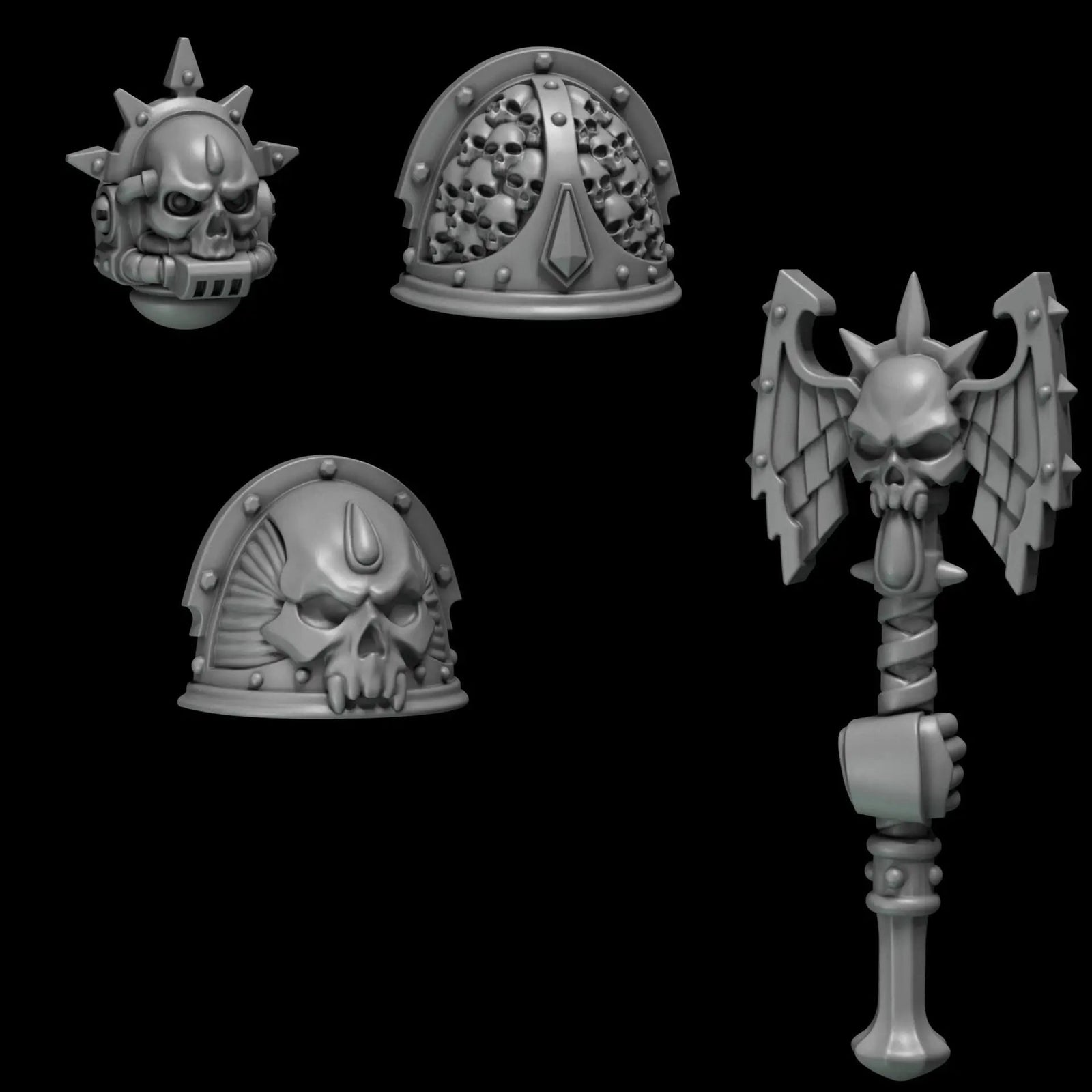 3D printed Crimson Lords Battle Priest upgrade kit by Last Hope Miniatures for Greytide Studio, featuring detailed miniature parts.