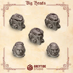 Set of 10 3D printed Crimson Lords heavy armor helmets by Last Hope Miniatures, detailed fantasy miniatures accessories.