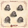 Set of 10 3D printed Crimson Lords shoulder pads by Last Hope Miniatures for tabletop gaming and miniature models.
