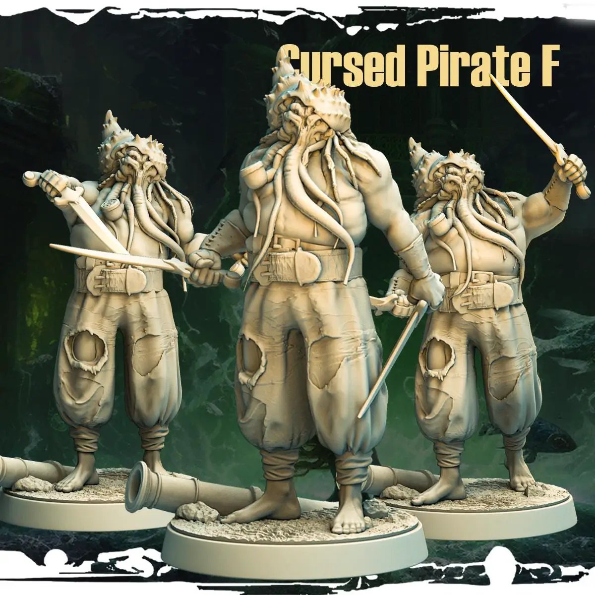 3D printed Cursed Pirate Mutants miniature by Last Hope Miniatures, featuring detailed pirate figures with a cursed, mutant appearance.