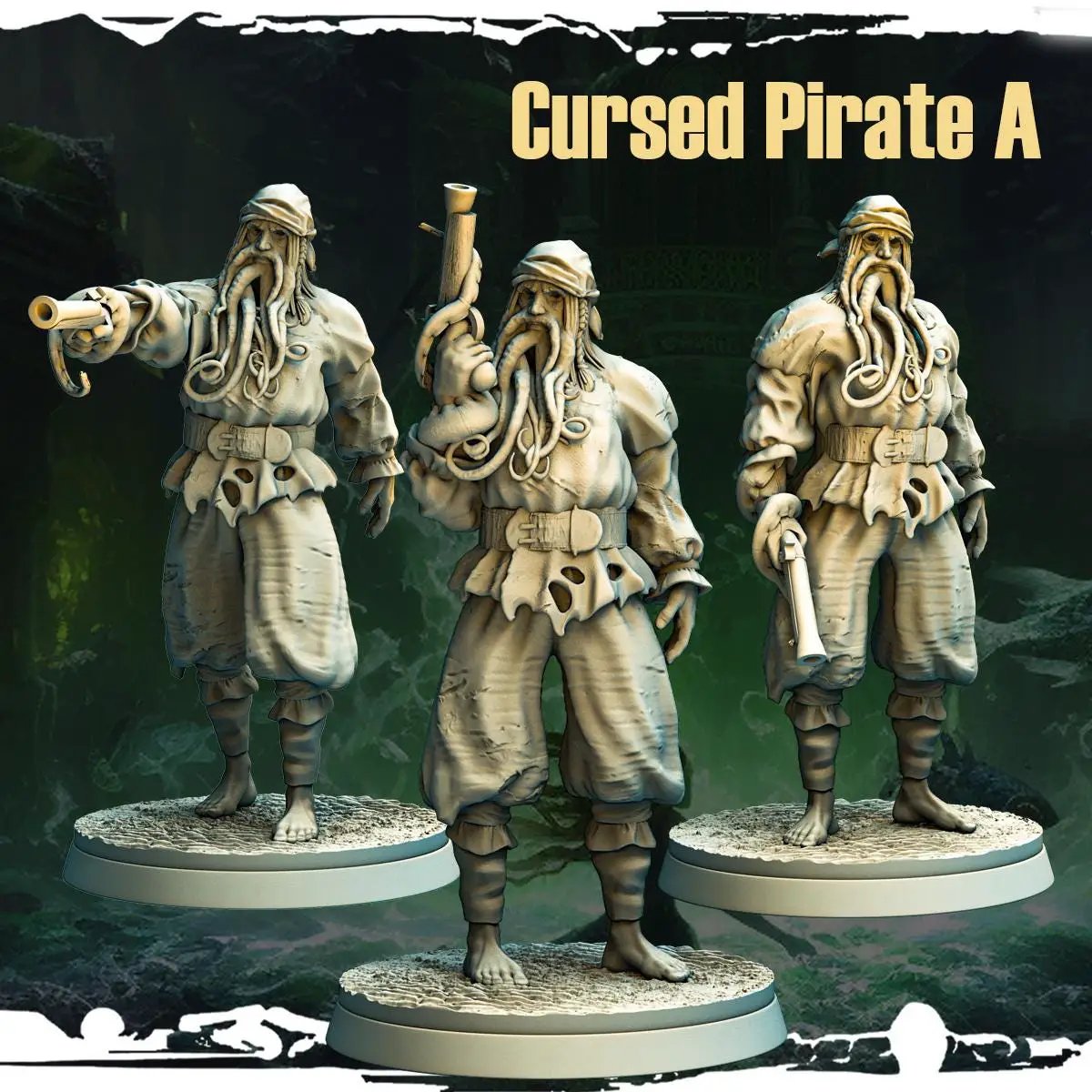 3D printed cursed pirates miniature by Last Hope Miniatures, featuring detailed pirate figures with eerie, cursed design elements.