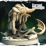 3D printed cursed shark figurine by Last Hope Miniatures, detailed design from Monolith Arts on a white background.
