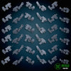 3D printed Cybork Pistol Arms by Last Hope Miniatures for Mekka Miniatures, detailed cybernetic weapon parts on a white background.