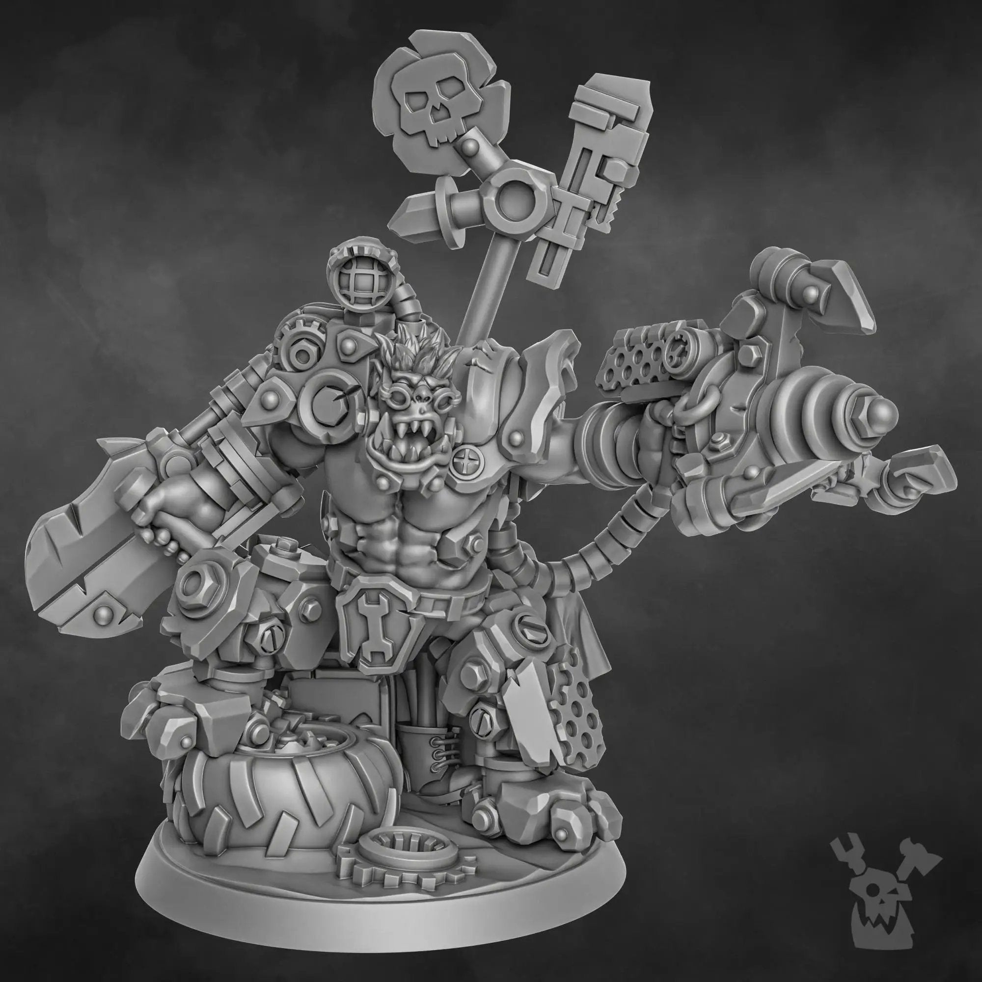 3D printed Da Ork Tech model by Last Hope Miniatures, detailed mechanical orc figure from DakkaDakka Miniatures collection.