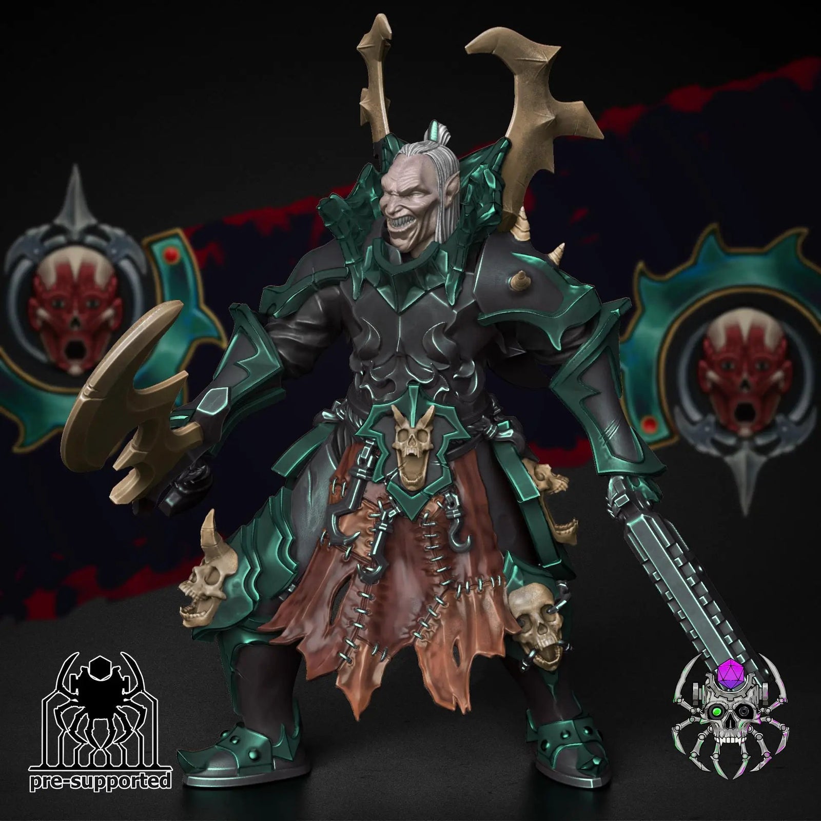 3D printed Dark Elf Blade Master miniature by Last Hope Miniatures for EightLegsMiniatures, featuring detailed dark elf warrior with sword and armor.
