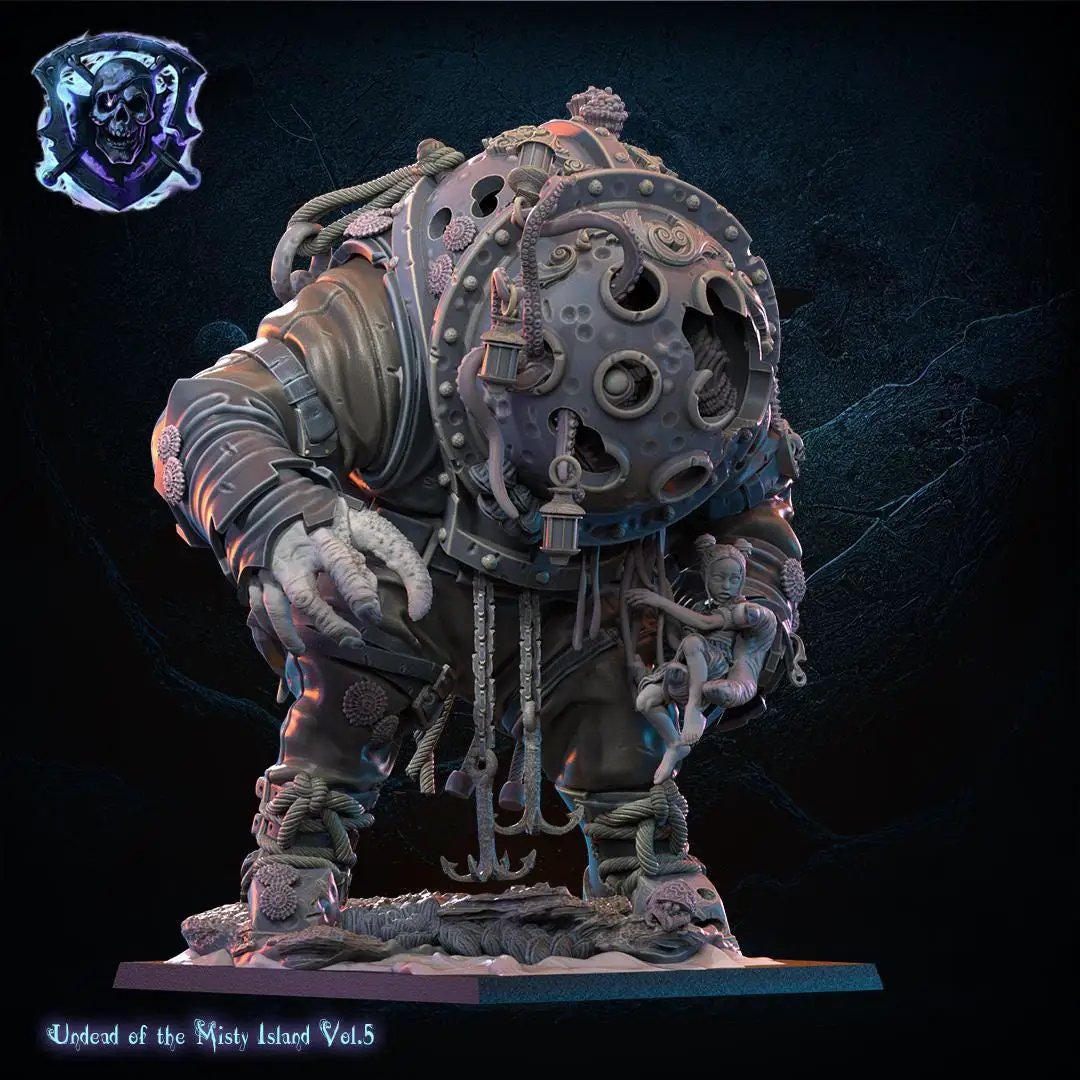 3D printed deep sea diver and small beauty figurines by Lost Kingdom Miniatures, detailed miniatures for tabletop gaming or display
