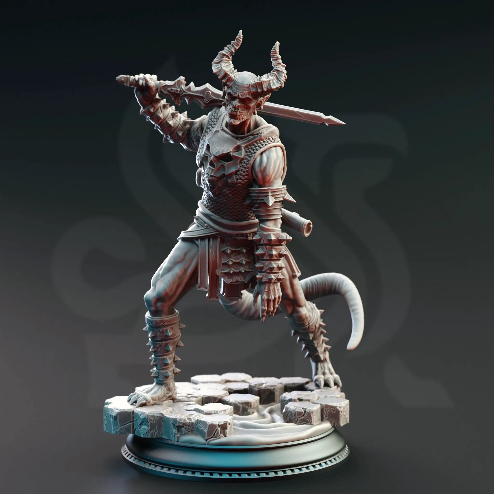 3D printed Devil Warriors of the Hells miniature by Last Hope Miniatures, featuring detailed demonic figures from DM Stash.