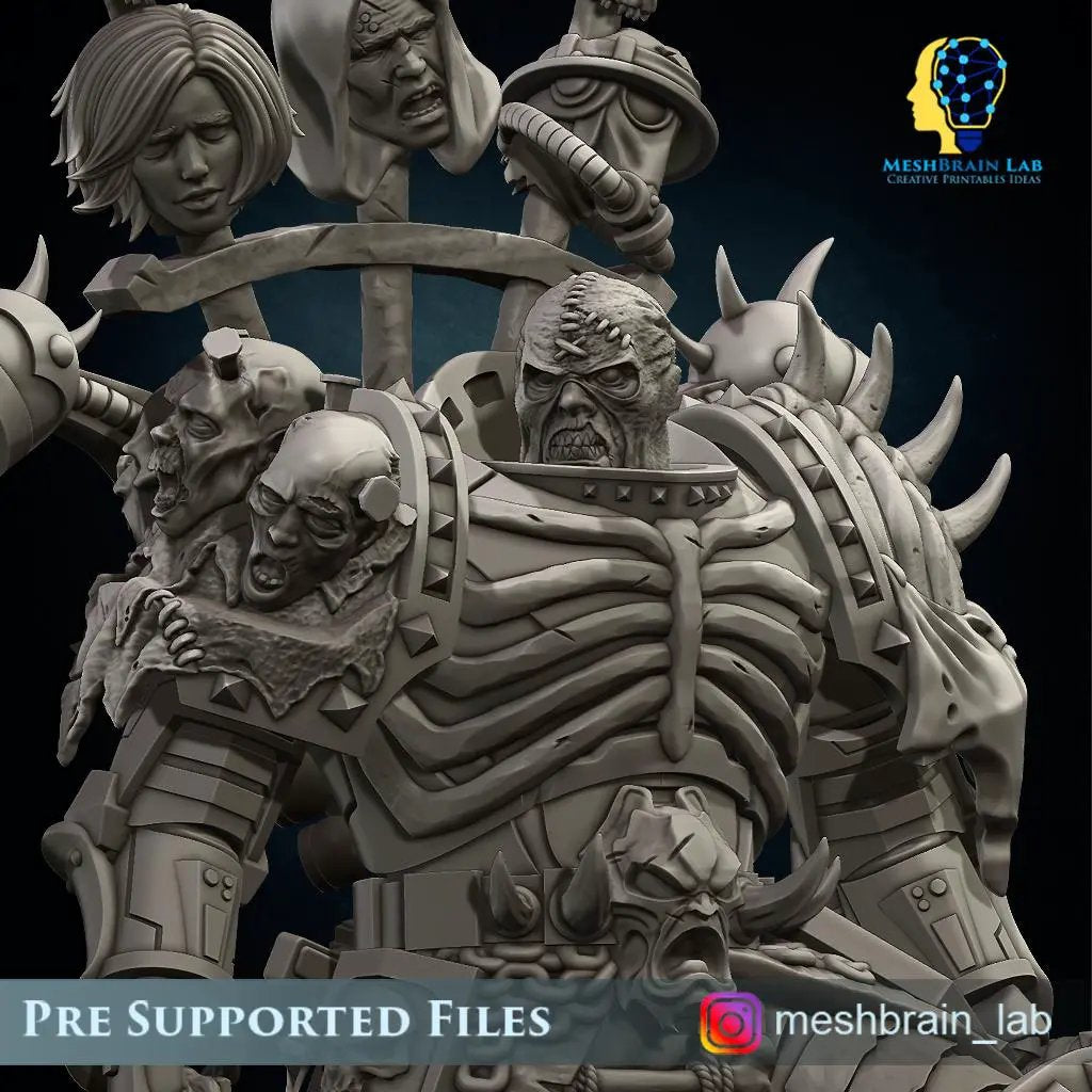 3D printed Doom Marine Executor Lord miniature by Meshbrain Labs, detailed sci-fi warrior figure from Last Hope Miniatures.