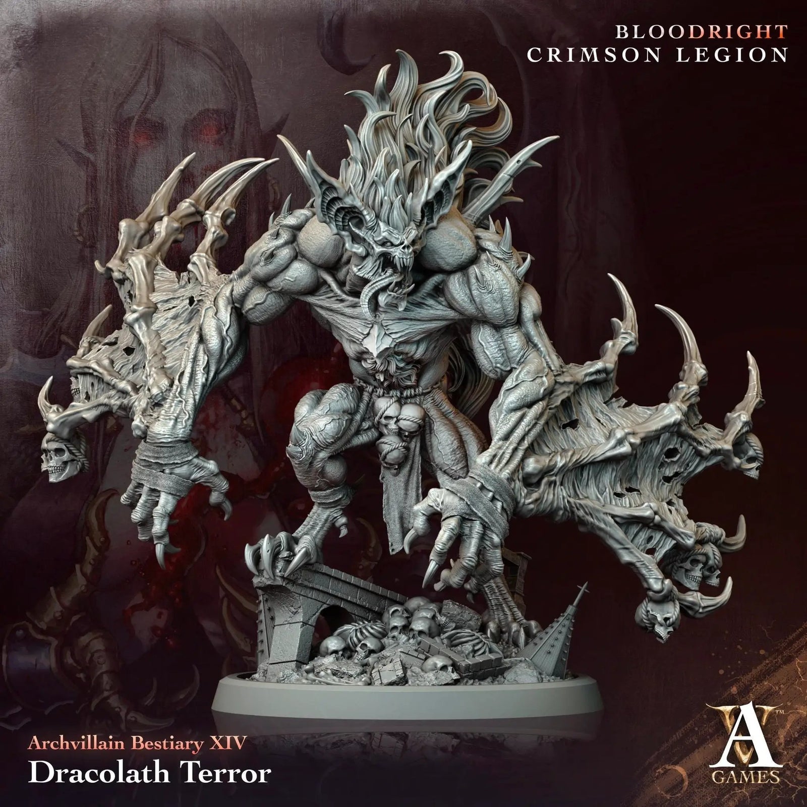 3D printed Dracolath Terror miniature by Last Hope Miniatures for Archvillain Games, showing detailed dragon creature with intricate features.