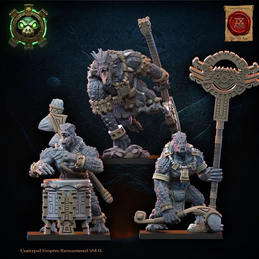 3D printed dragon elder command group from Lost Kingdom Miniatures by Last Hope Miniatures, featuring detailed dragon figures.