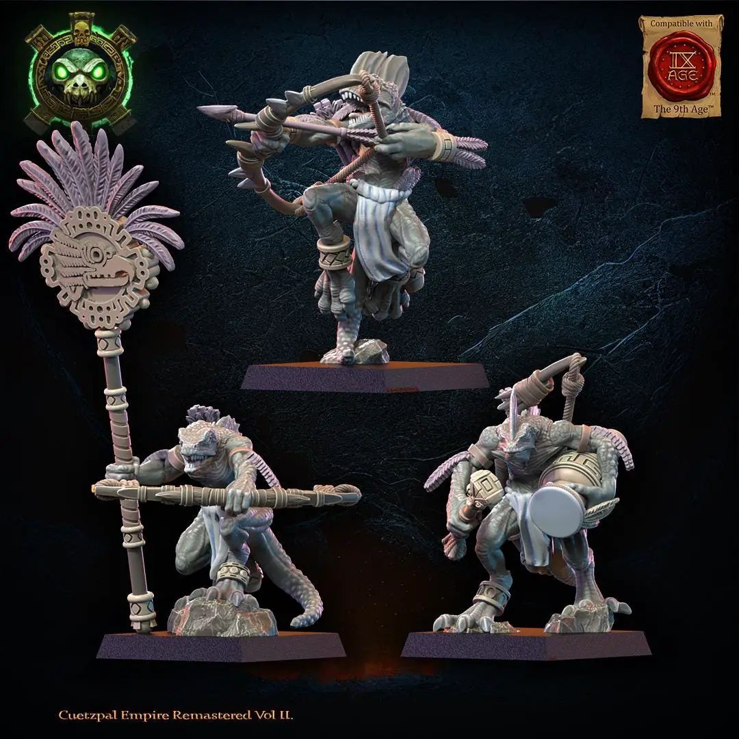 3D printed Dragon Kin Command Group miniature set by Lost Kingdom Miniatures, featuring detailed dragon-themed fantasy figures.