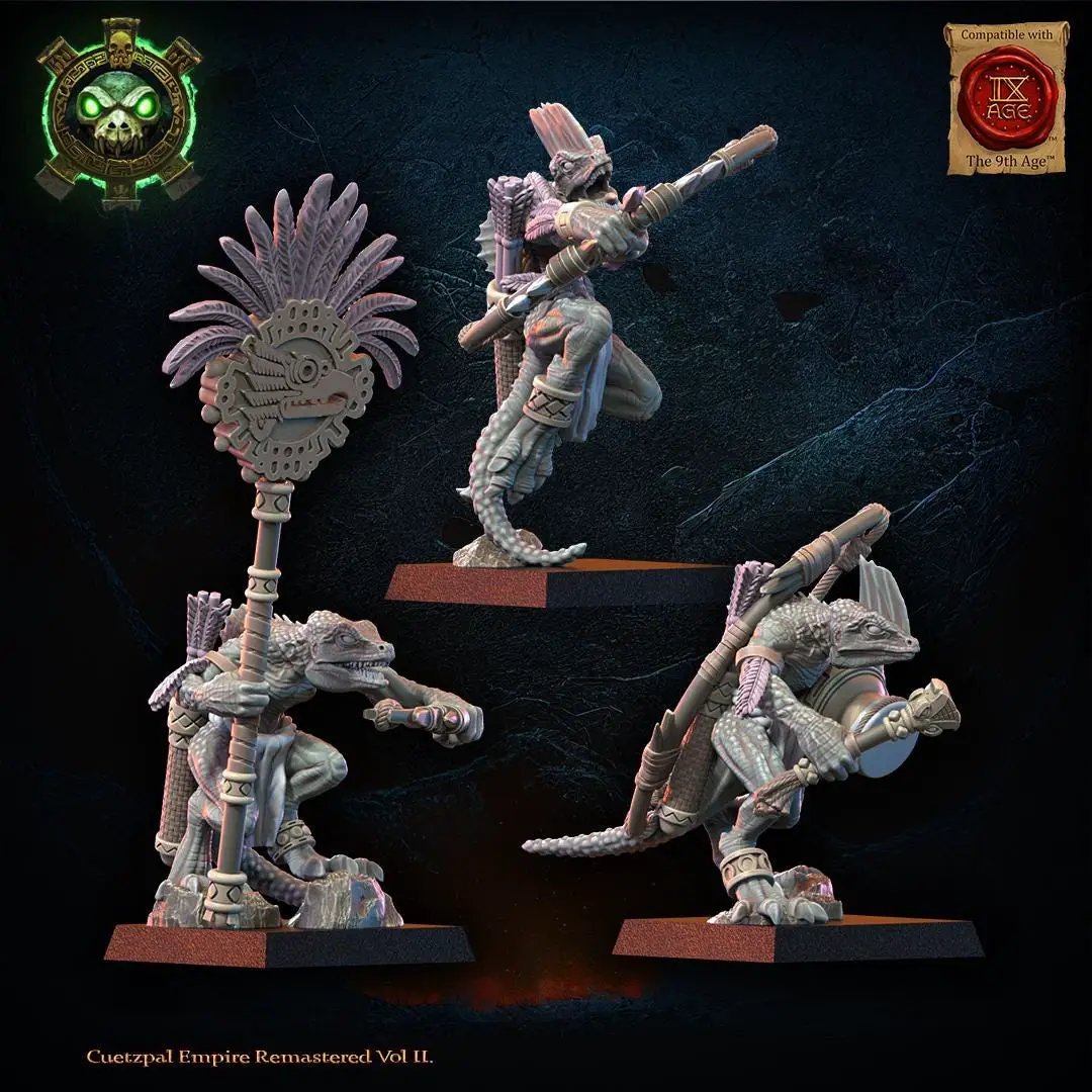 3D printed Dragon Kin Command Group by Last Hope Miniatures for Lost Kingdom Miniatures, featuring detailed dragon-themed miniature figures.