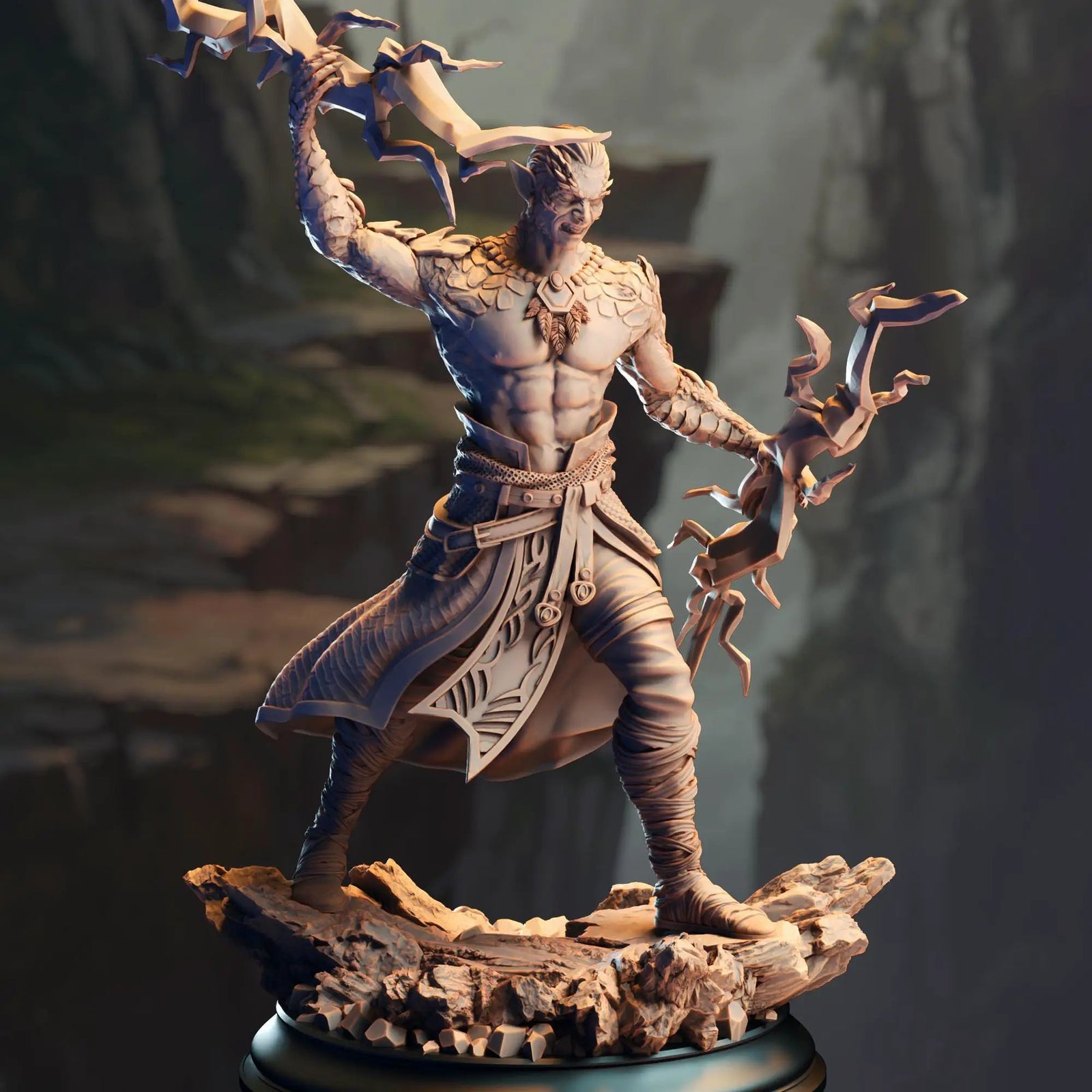 3D Printed Dragonsoul Sorcerer miniature by Last Hope Miniatures, detailed fantasy figure with mystical robes and magical staff.