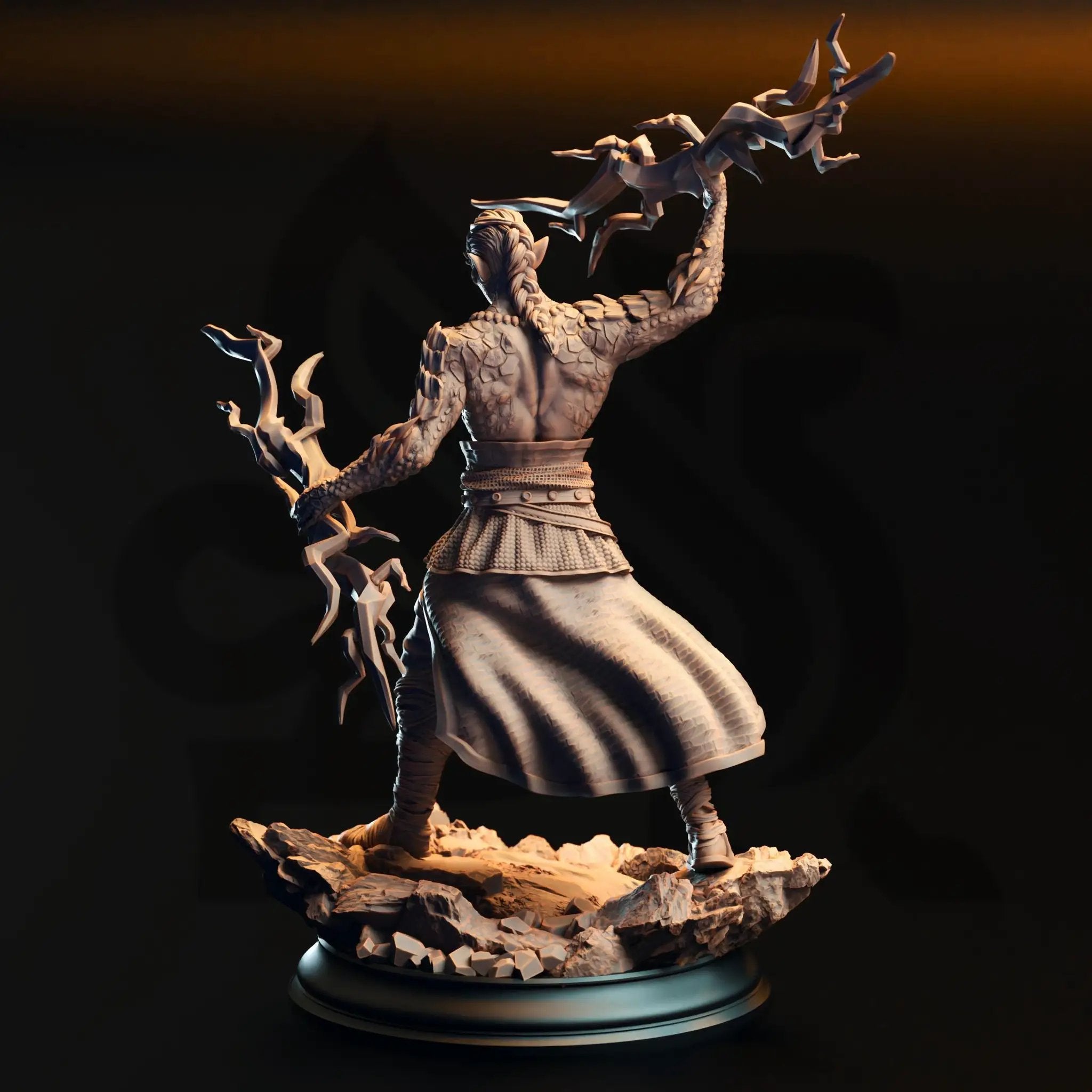 3D printed Dragonsoul Sorcerer miniature by Last Hope Miniatures, featuring intricate dragon and sorcerer details.