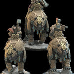 Three 3D printed dwarf bear rider miniatures by Last Hope Miniatures for Lost Kingdom Miniatures, detailed fantasy dwarf figures.