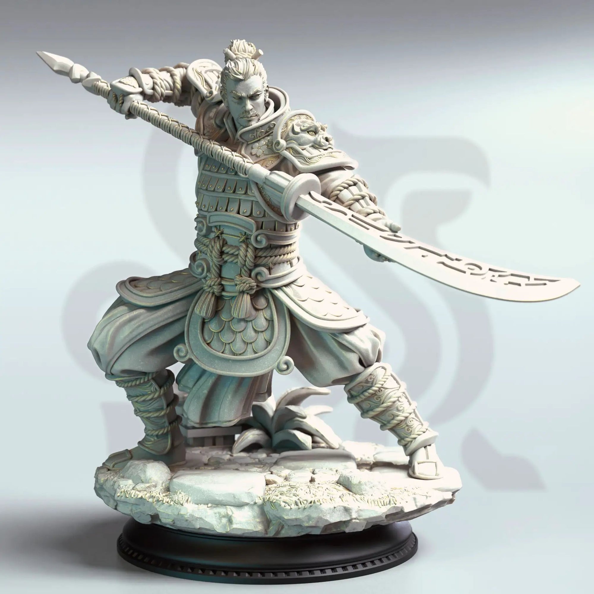 3D printed Eastern Commander Fighter by Last Hope Miniatures, detailed model with intricate design for tabletop gaming or display.